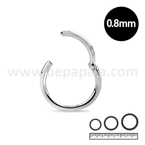 Piercing anneau de segment en Acier Chirurgical avec fermeture de charnière 0.8