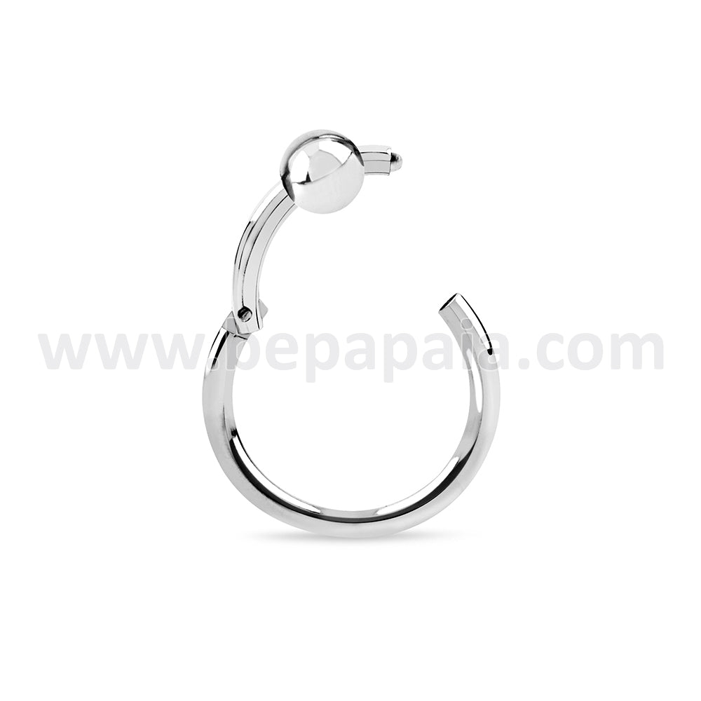 Piercing anneau de segment en Acier Chirurgical avec fermeture de charnière avec boule 1.2mm