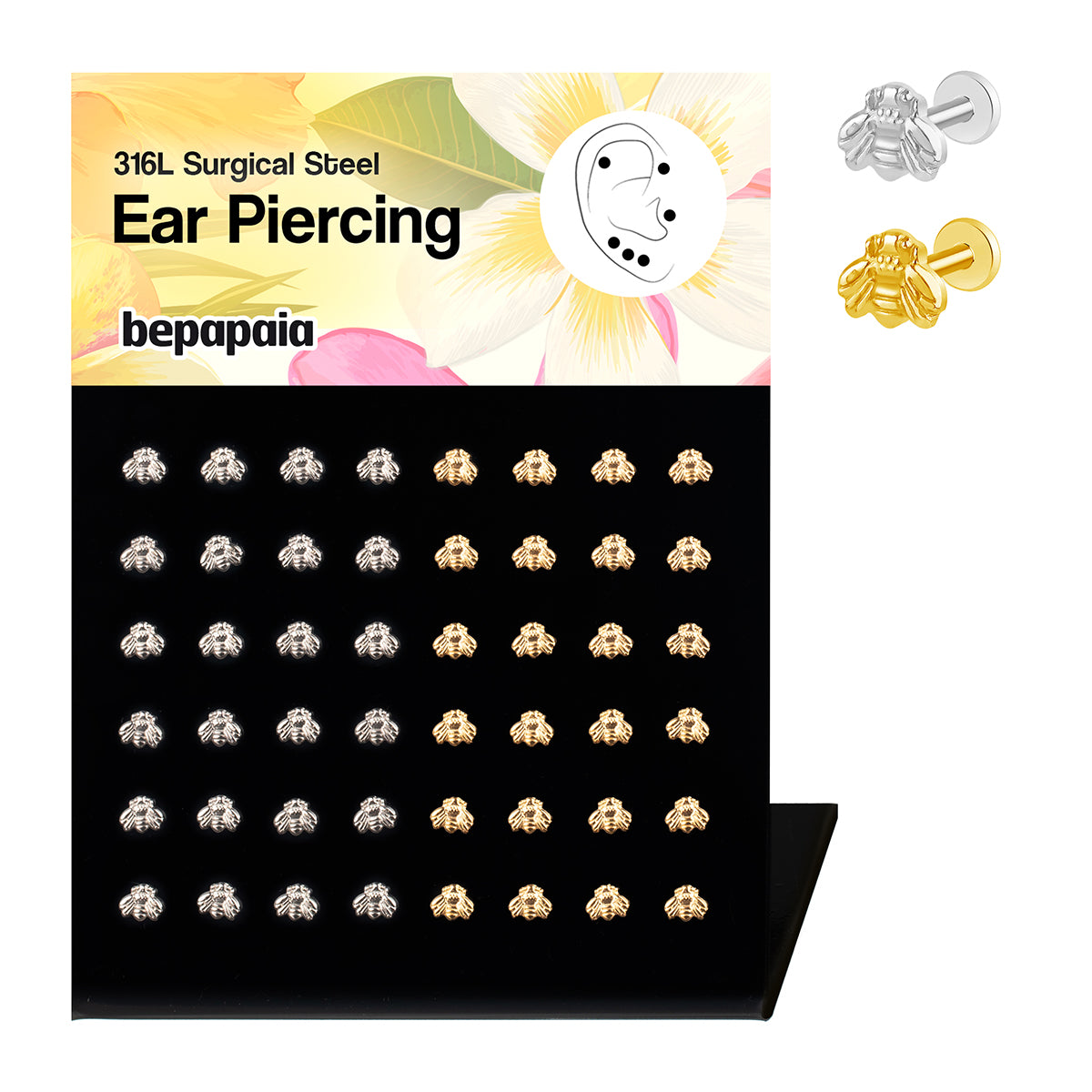 Piercing d’oreille avec abeille