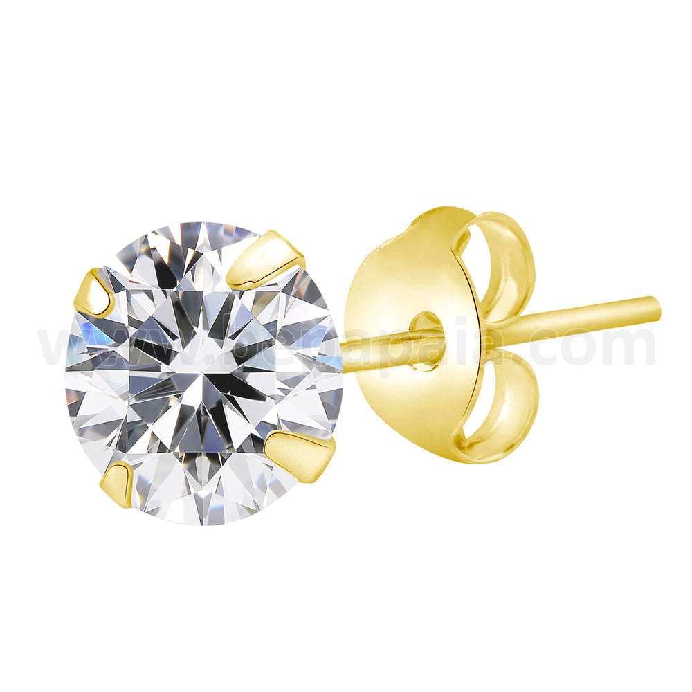 Gold plated silver ear stud with round cz