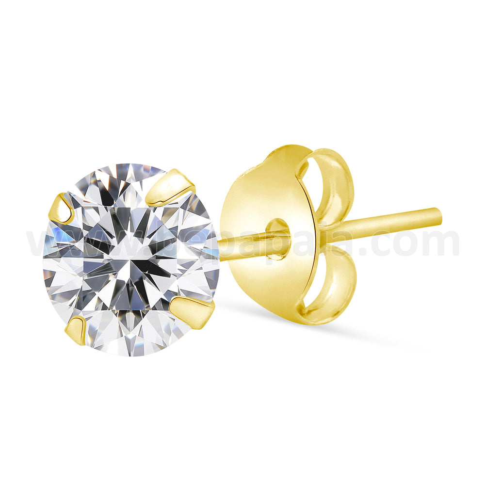 Gold plated silver ear stud with round cz