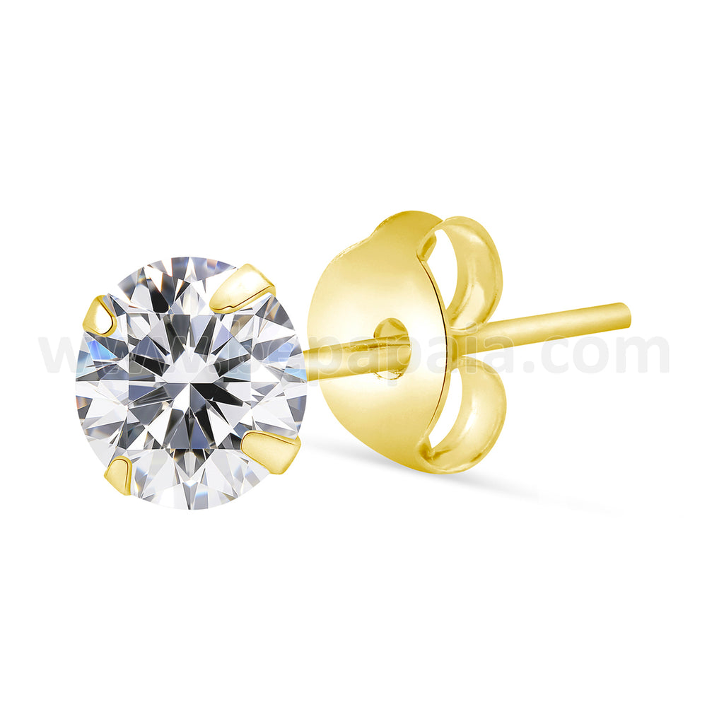 Gold plated silver ear stud with round cz