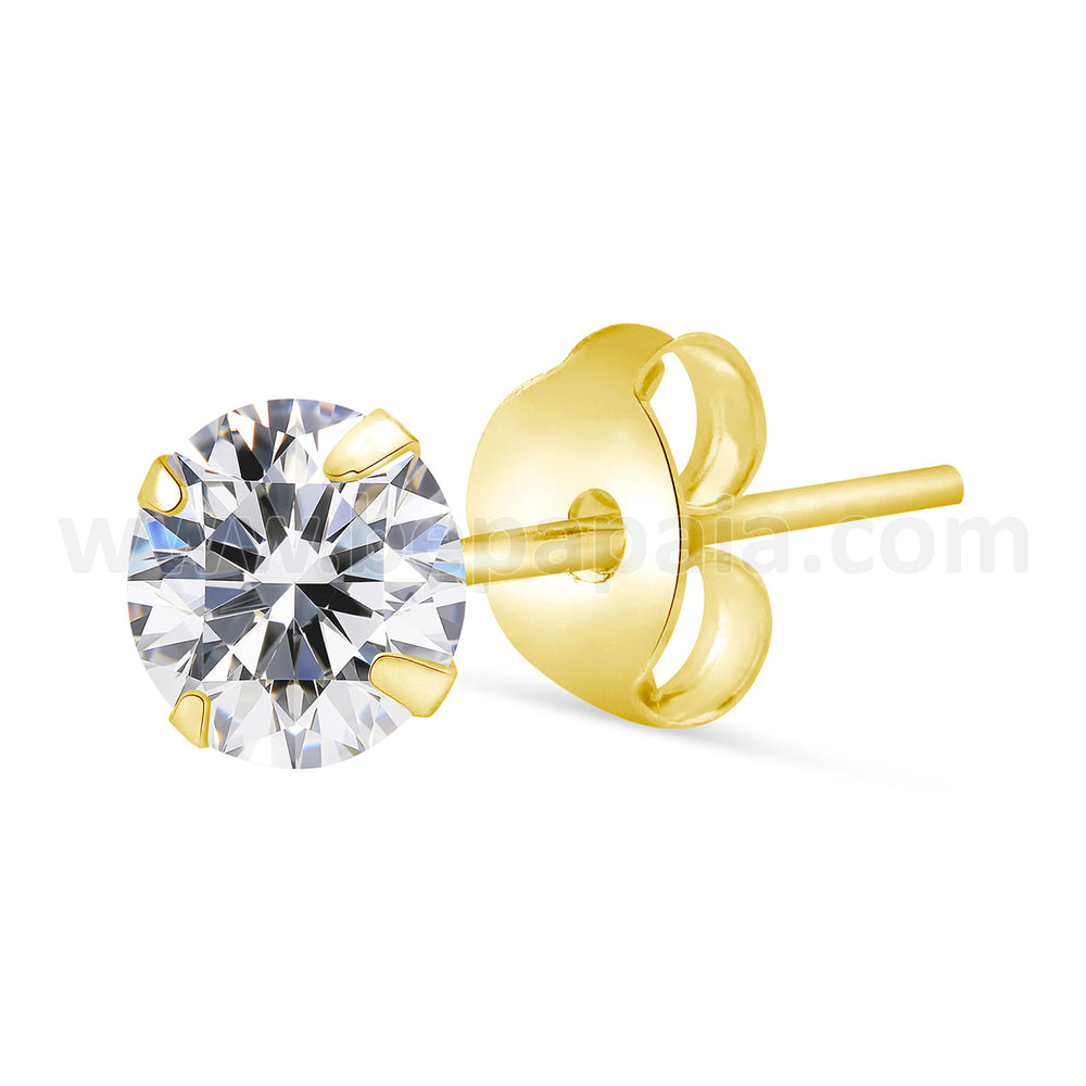 Gold plated silver ear stud with round cz