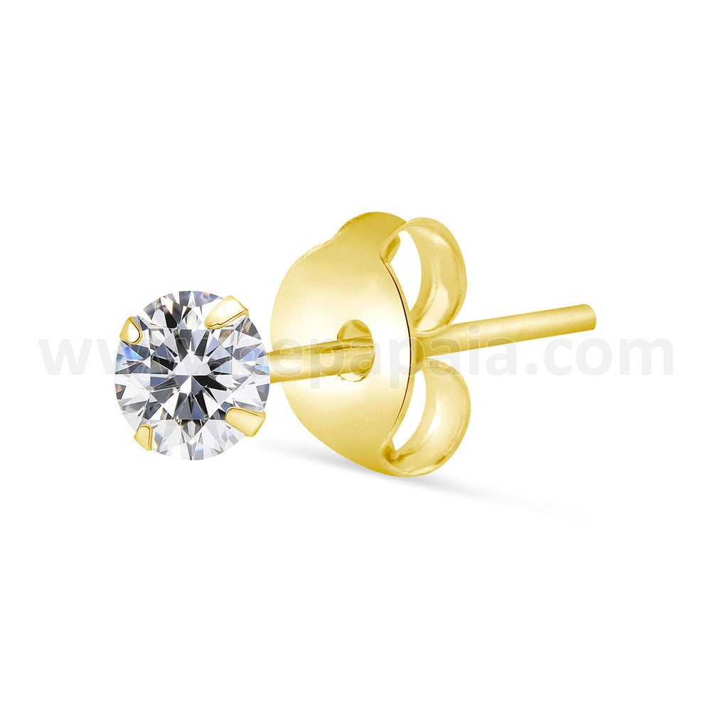 Gold plated silver ear stud with round cz