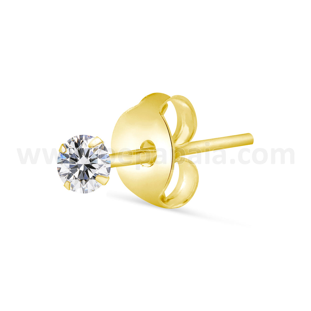 Gold plated silver ear stud with round cz