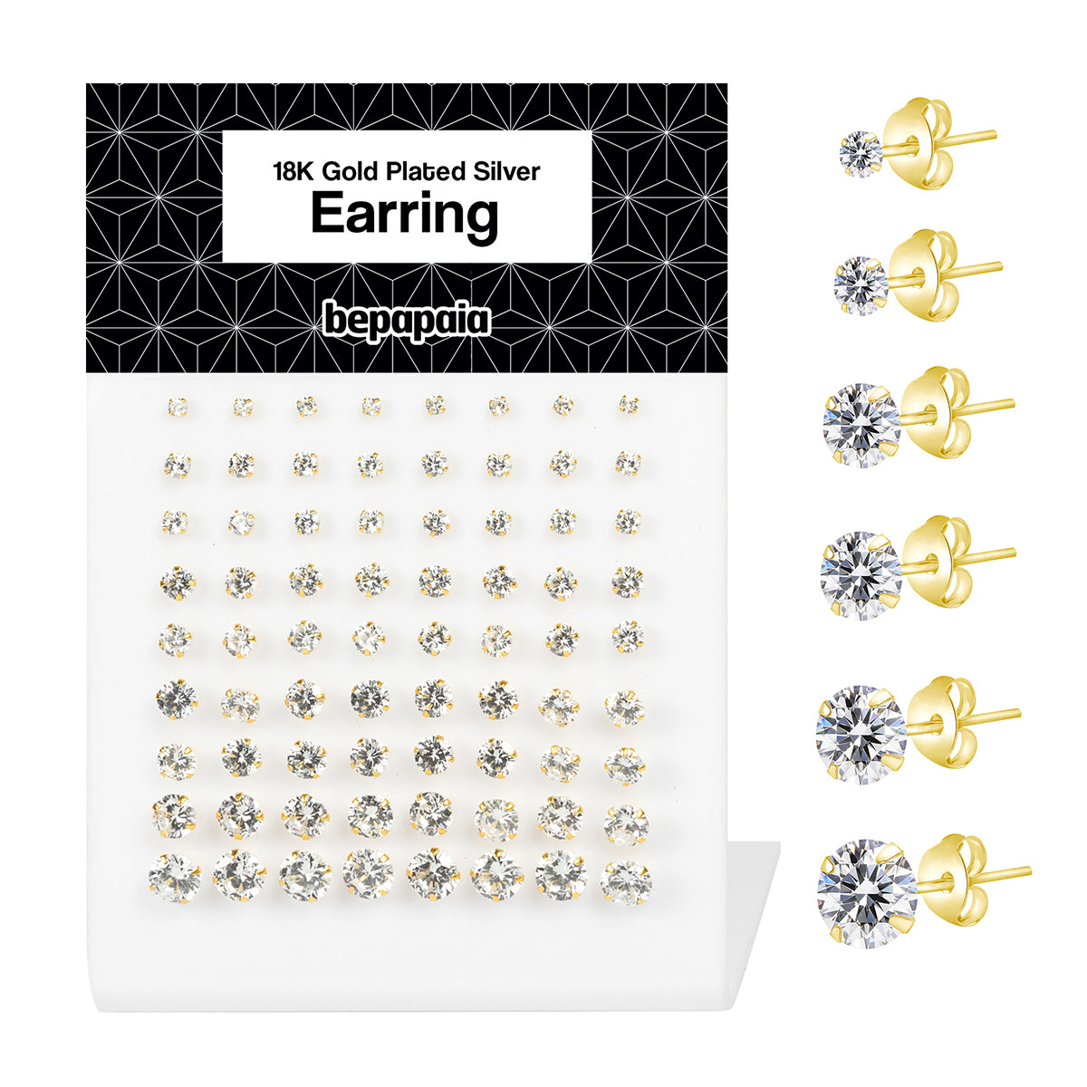 Gold plated silver ear stud with round cz