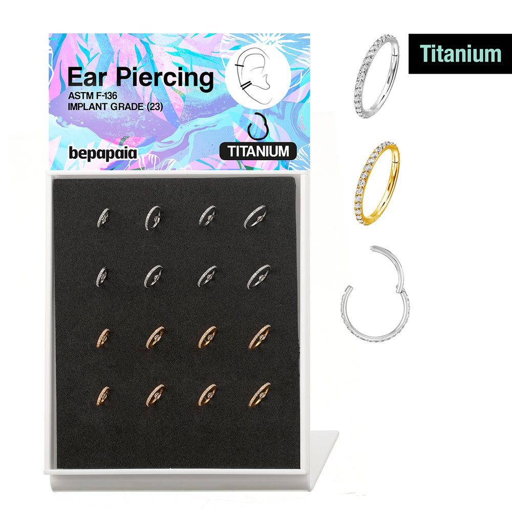 Hoop earring Titanium click with brilliants