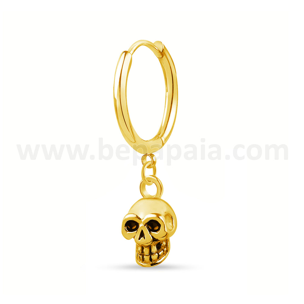 Steel hoop earring with skull