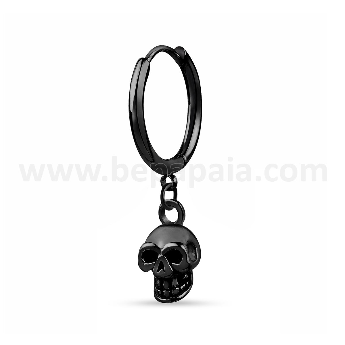 Steel hoop earring with skull