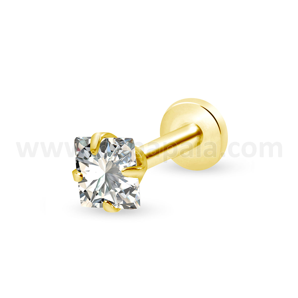 316l surgical steel gold colour ear piercing with zirconia