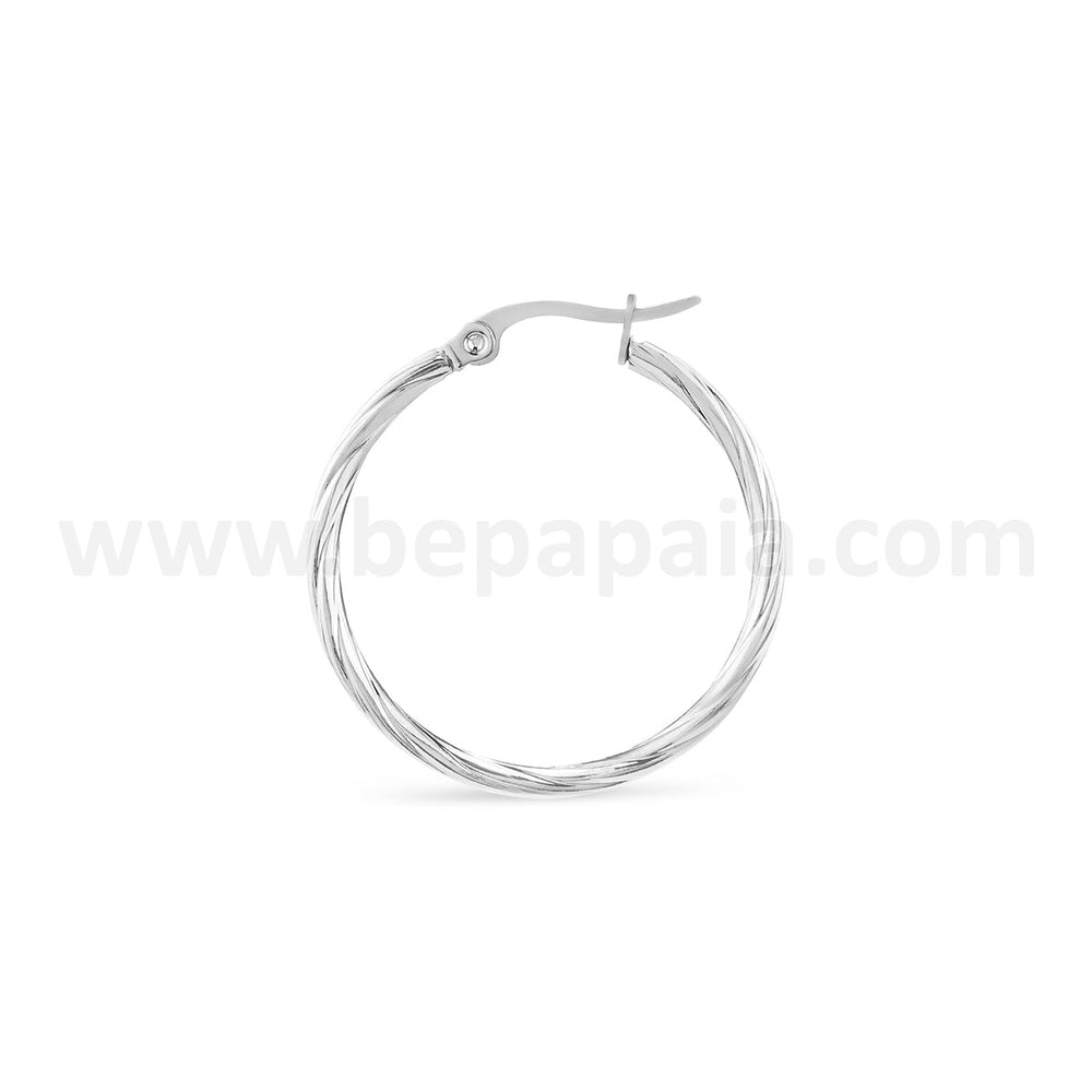 Stainless steel hoop earrings braided 