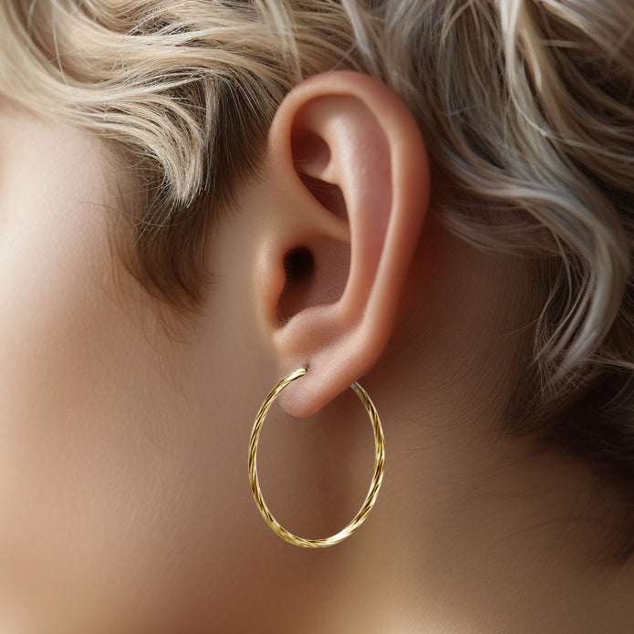 Stainless steel hoop earrings braided 
