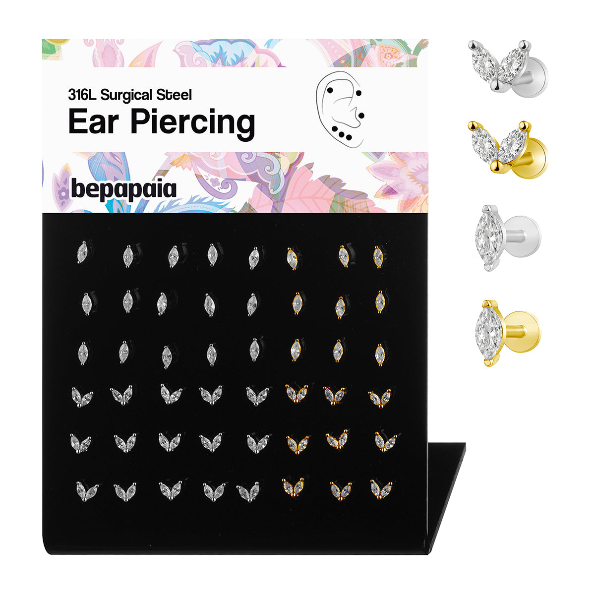 Ear piercing with marquise