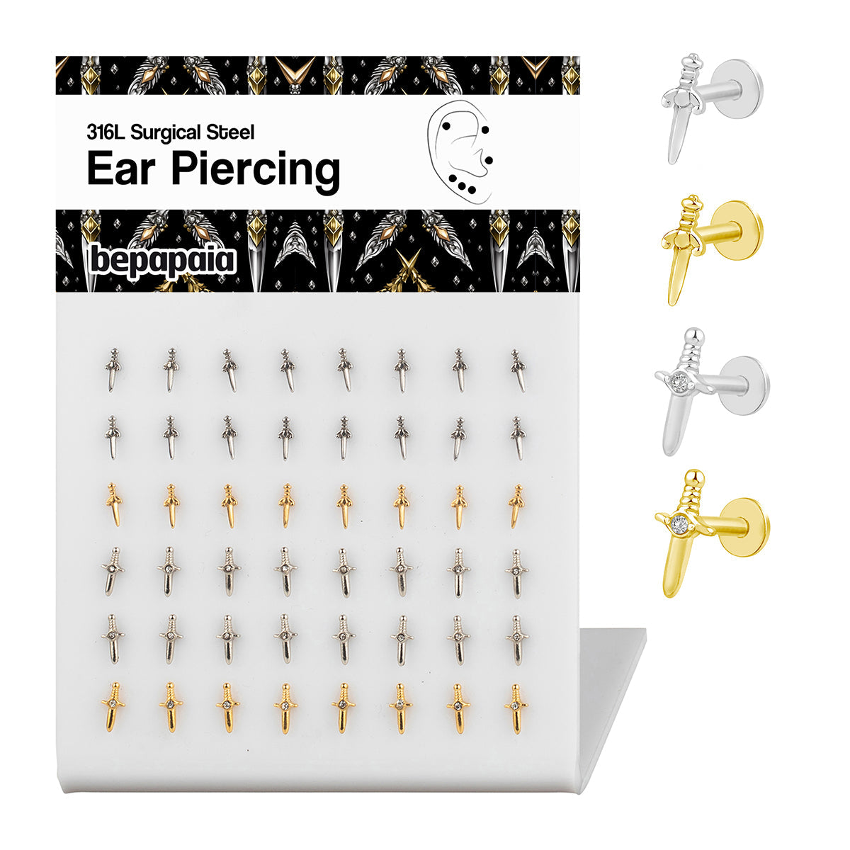Piercing de oreja con daga