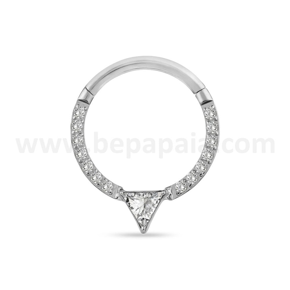 Hoop earring Surgical steel click with bright and triangle