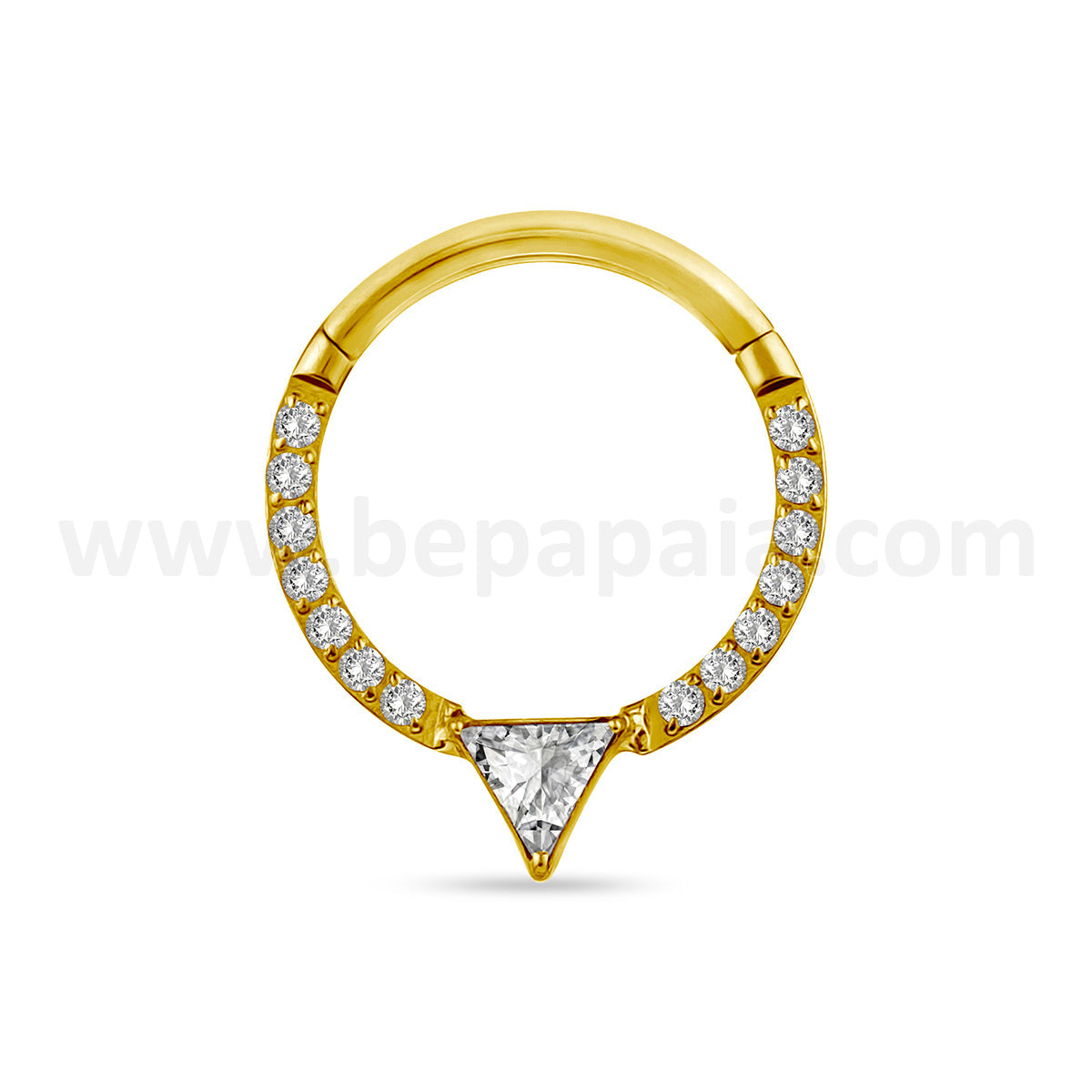 Clicker with frontal zircons and triangle cut big CZ
