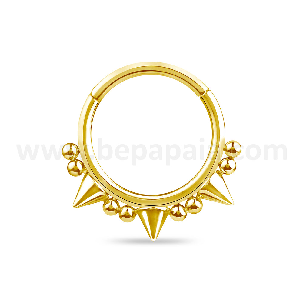 Piercing Hoop earring click with cones and balls