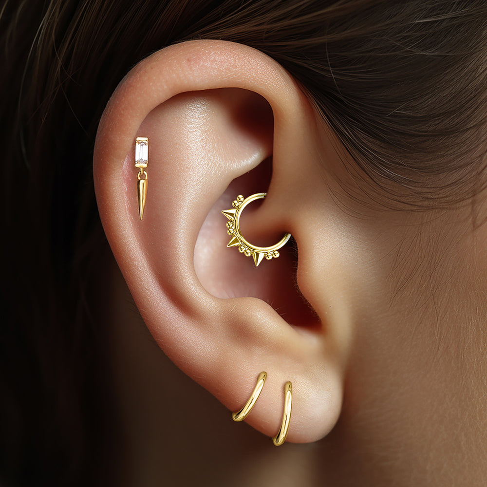 Piercing Hoop earring click with cones and balls