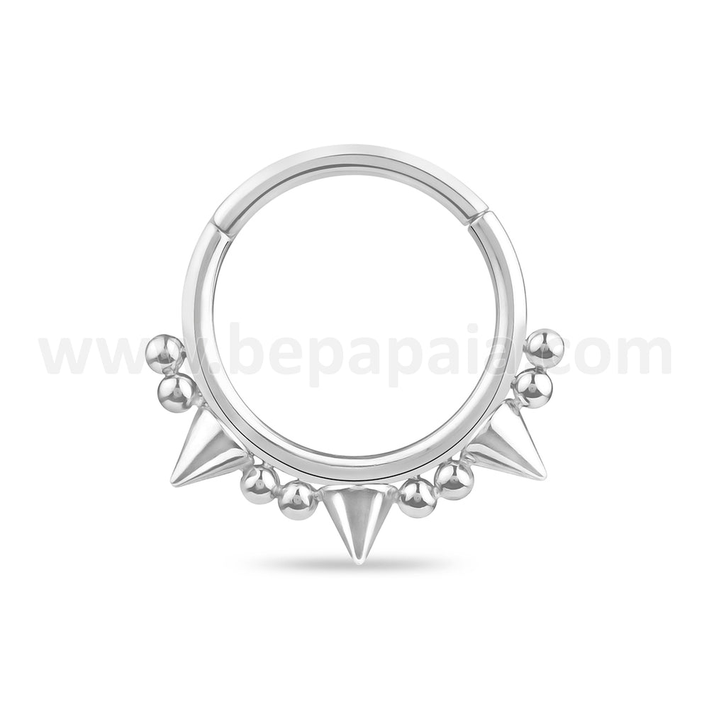 Piercing Hoop earring click with cones and balls