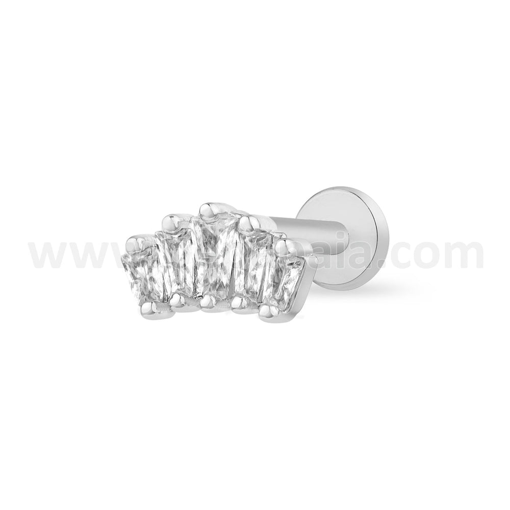 Labret avec 3 et 5 zircons taille baguette