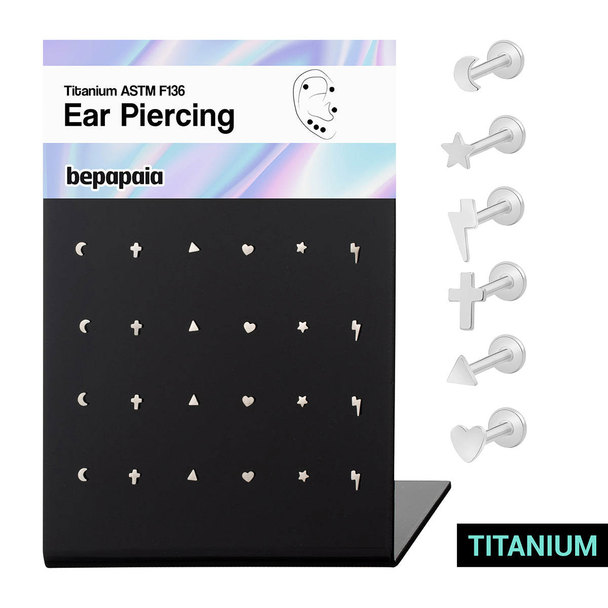Piercing de oreja de titanio diseños mini