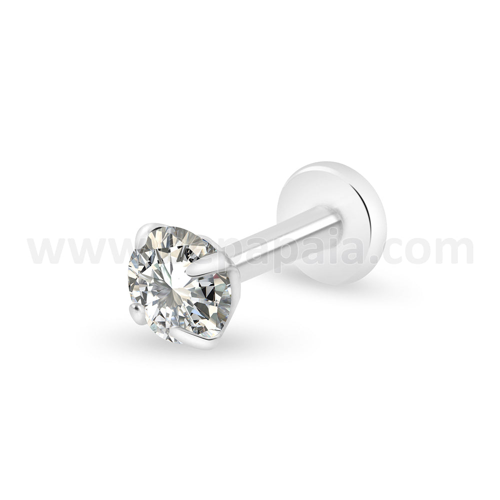 Piercing all'orecchio in titanio con zircone