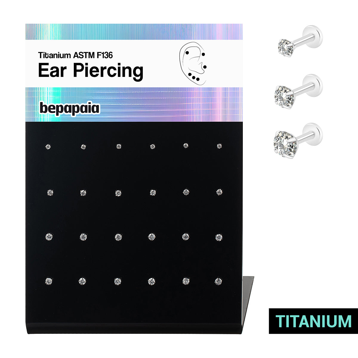 Piercing de oreja de titanio con brillante