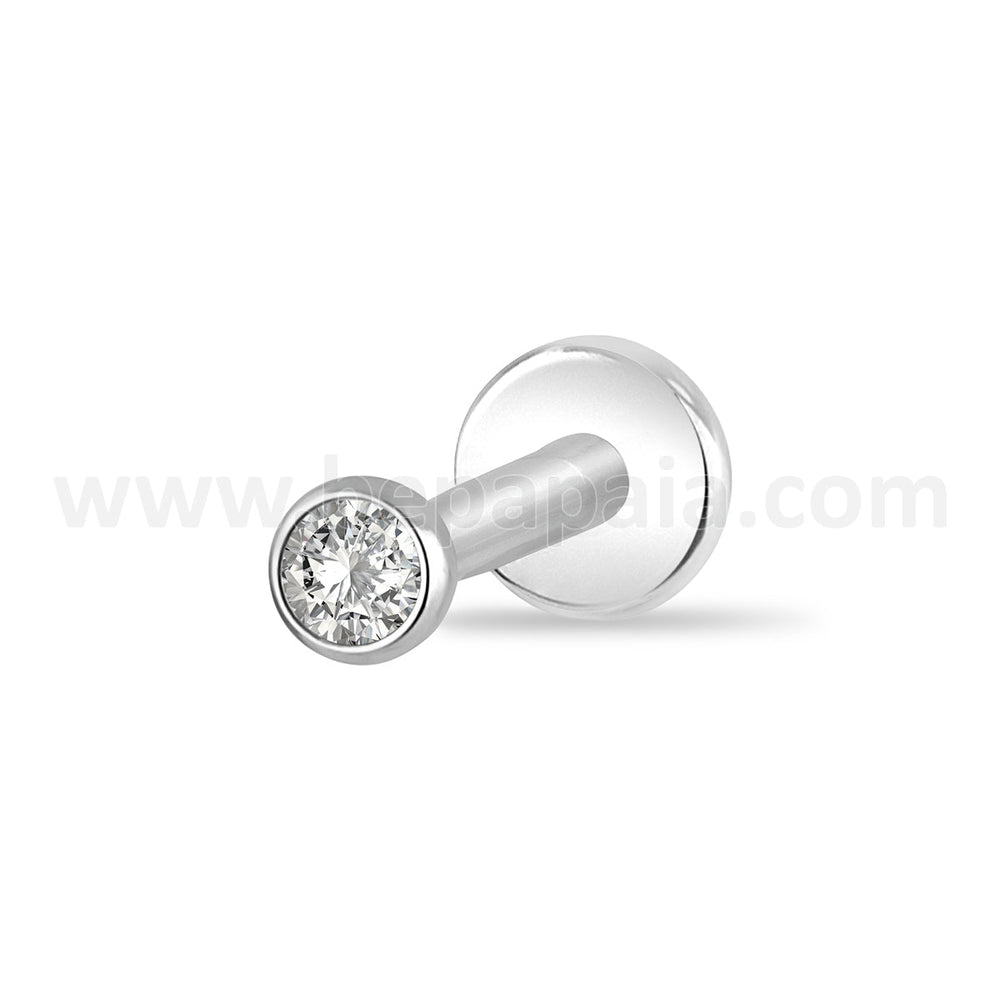 Piercing d'oreille en titane avec zirconia plat