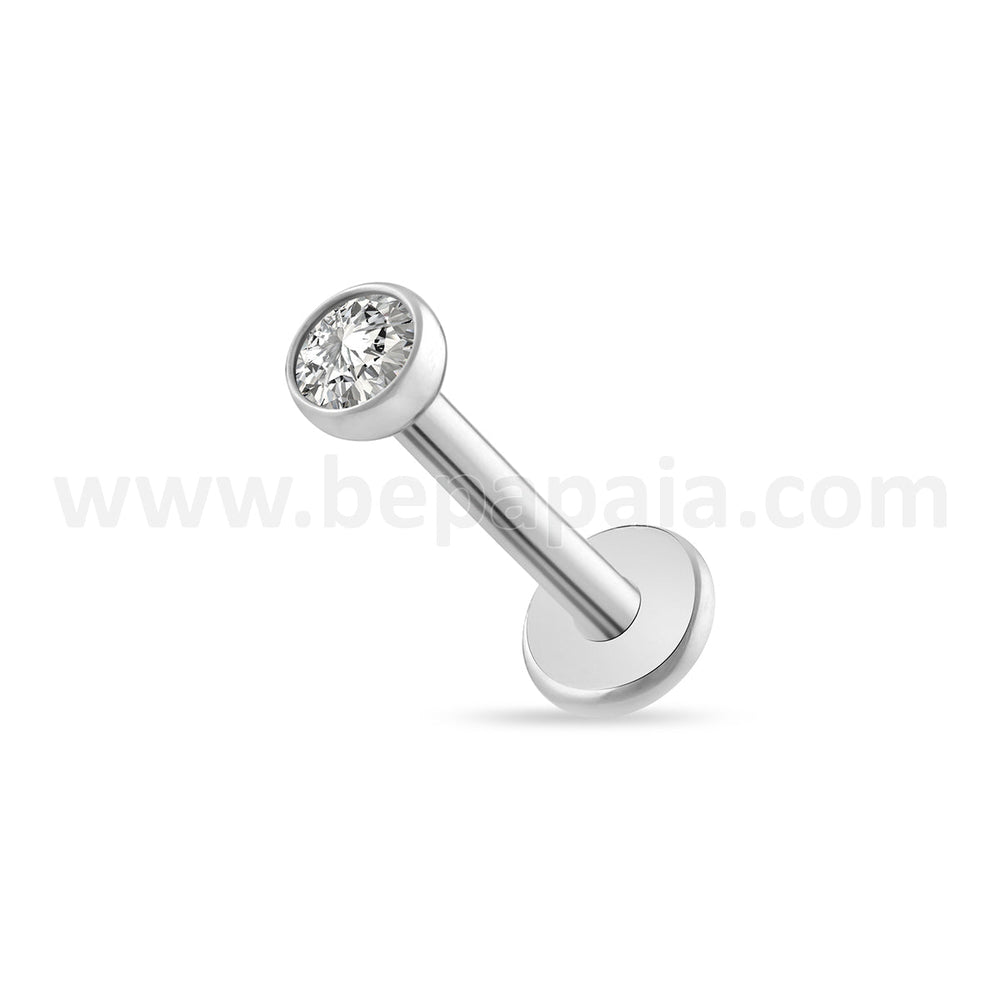 Piercing d'oreille en titane avec zirconia plat