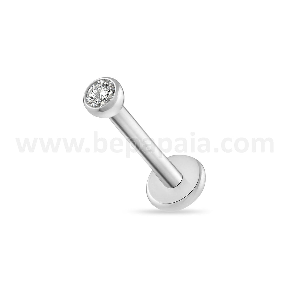 Piercing d'oreille en titane avec zirconia plat