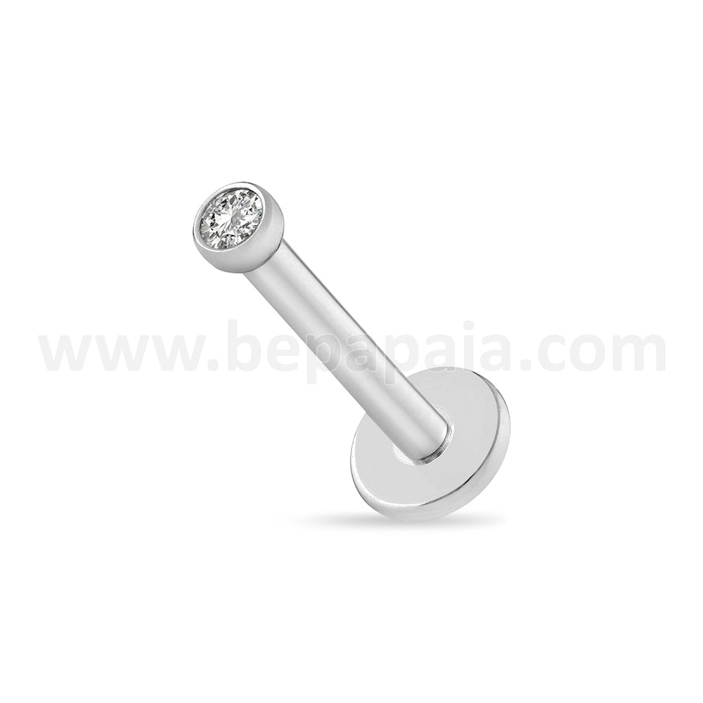 Piercing d'oreille en titane avec zirconia plat