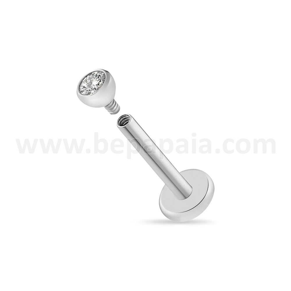 Piercing d'oreille en titane avec zirconia plat