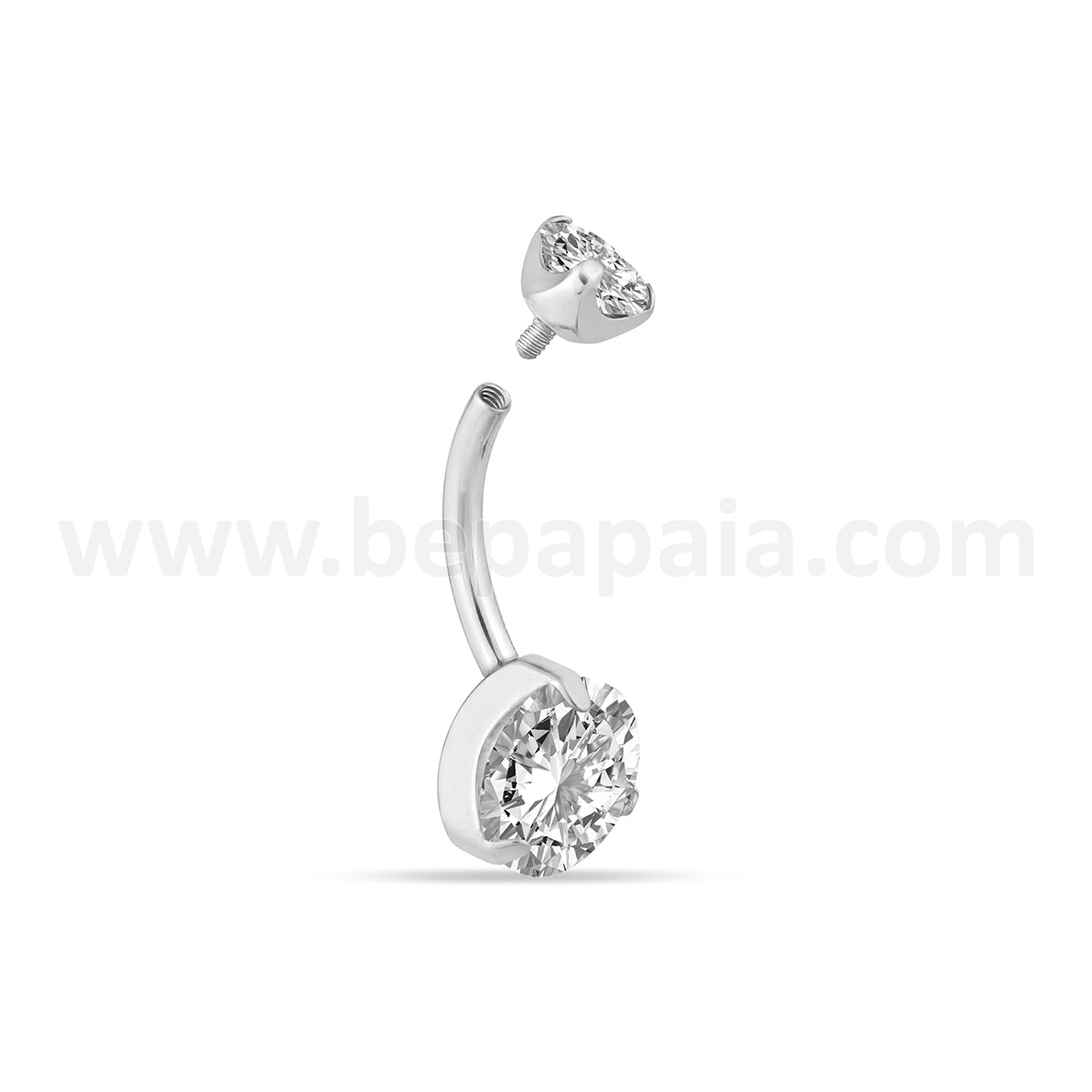 Titanium belly button piercing with double-set zirconia