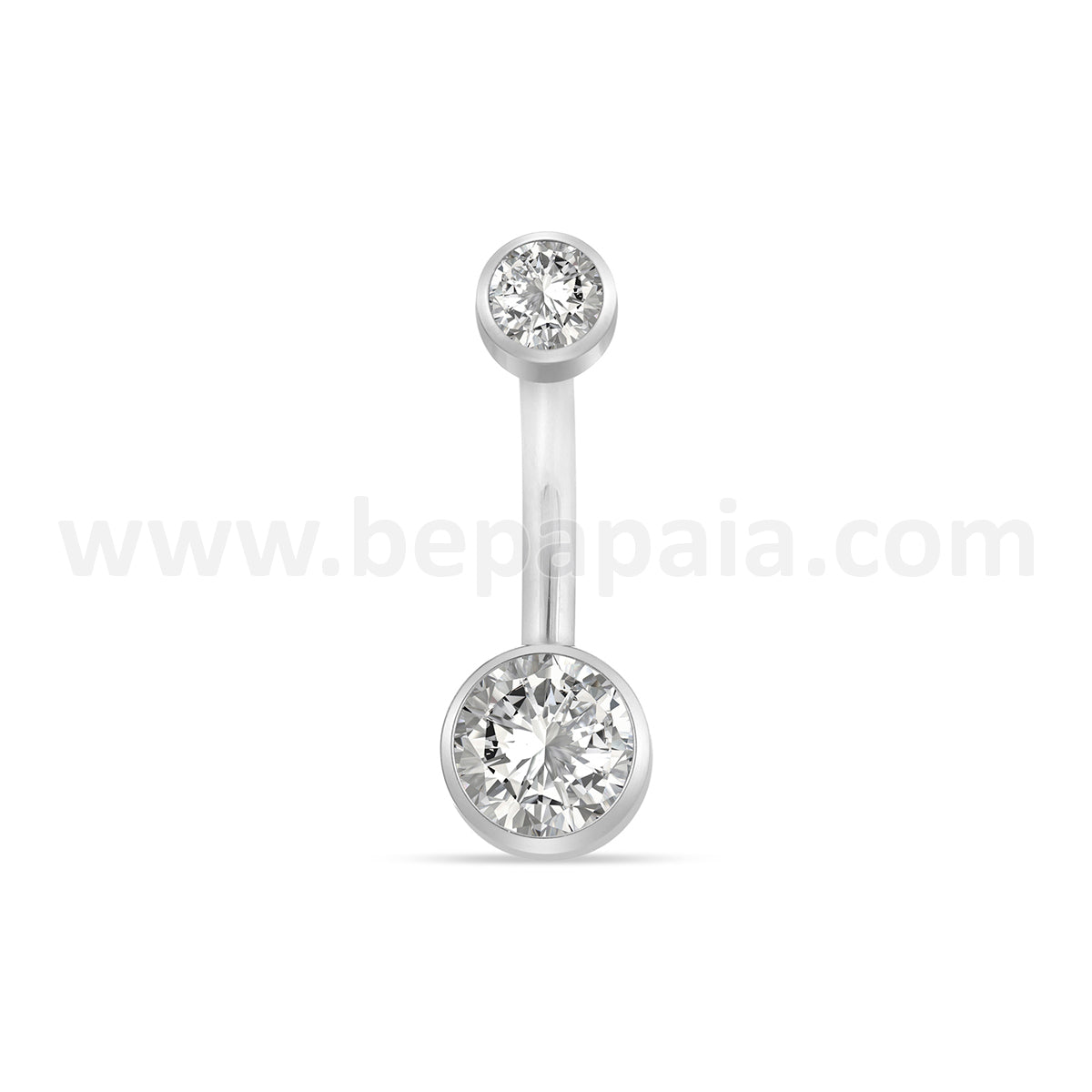 Titanium belly button ring with double CZ