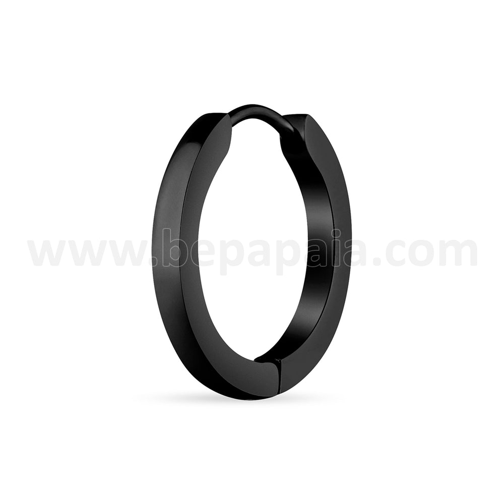 Anneau huggie en acier noir de 2mm