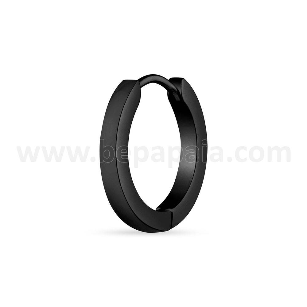 Anneau huggie en acier noir de 2mm