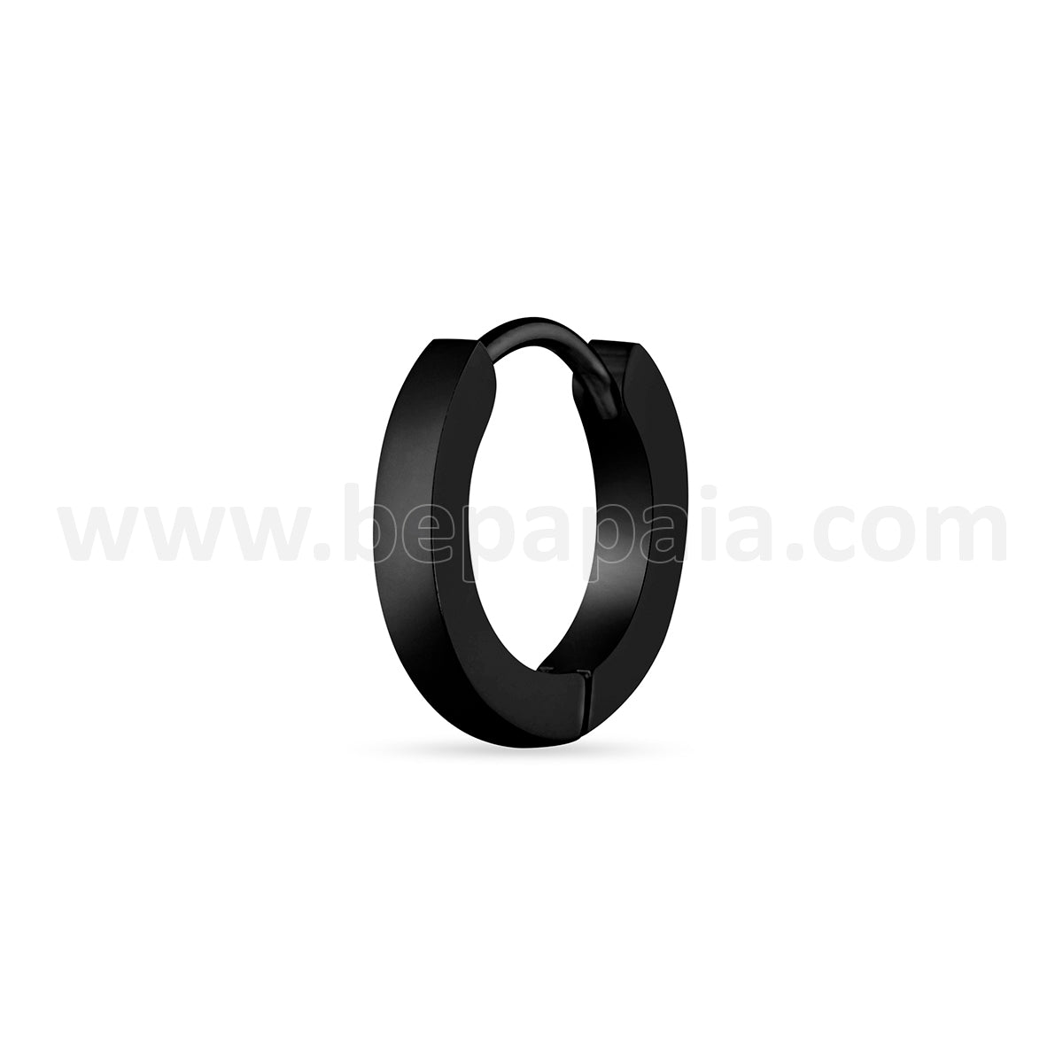Black steel huggie hoop 2mm