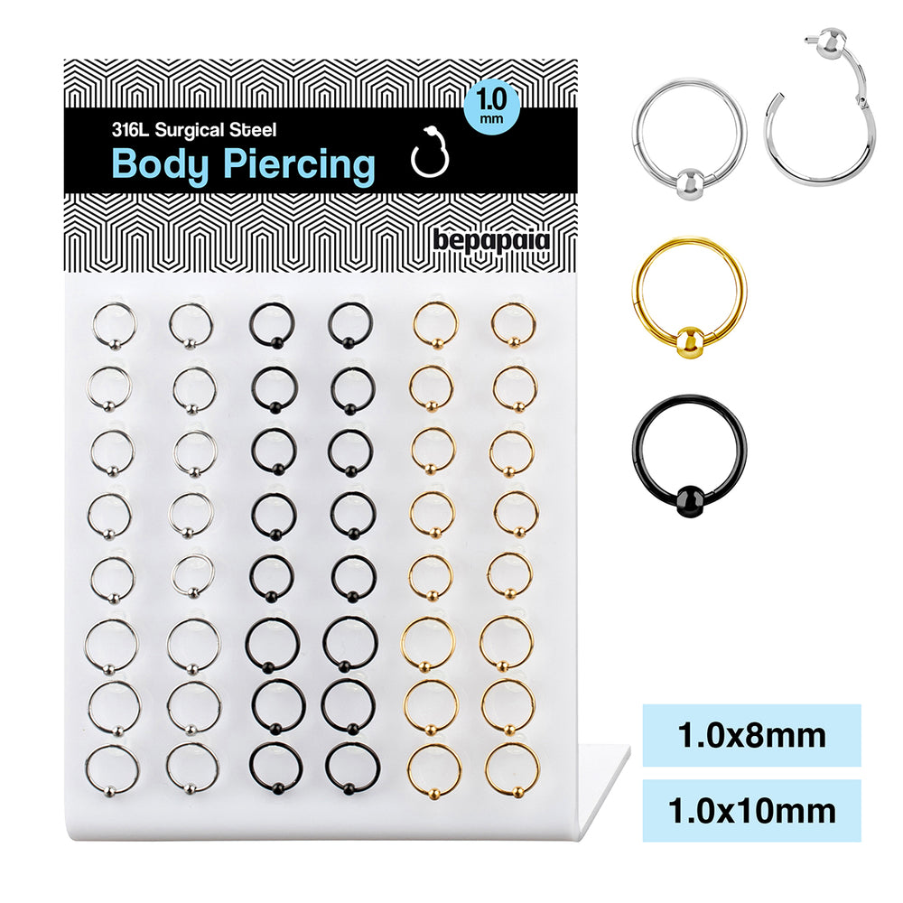 Hoop earring CLICKER 1.0 SURGICAL STEEL IN 3 colors With ball