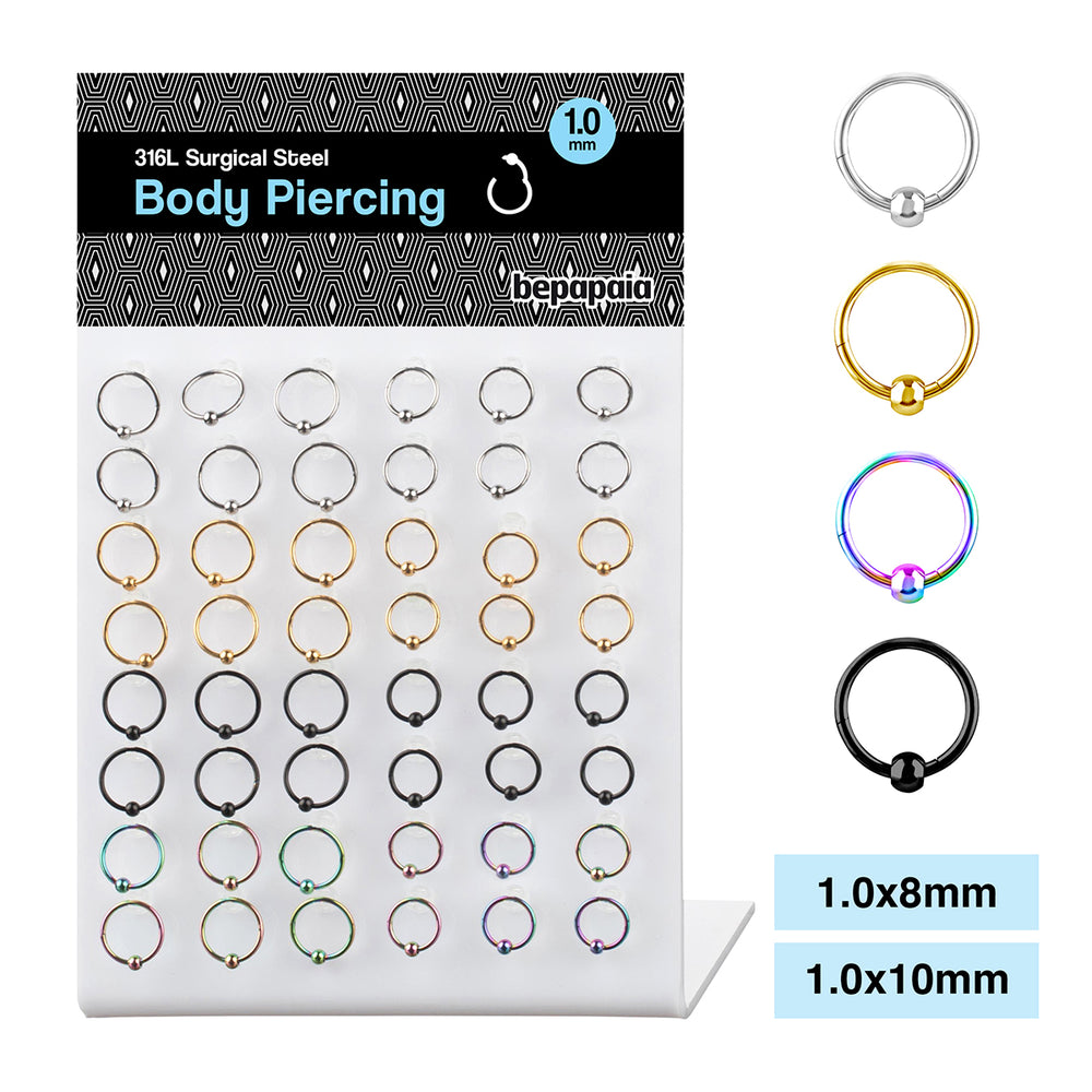 Hoop earring CLICKER 1.0 SURGICAL STEEL WITH BALL colors varied