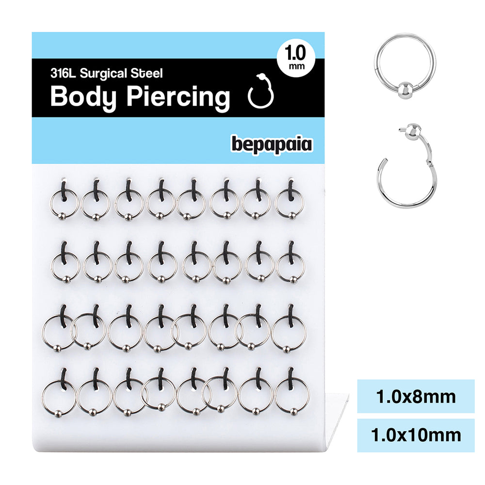 Hoop earring CLICKER 1.0mm Surgical steel with ball