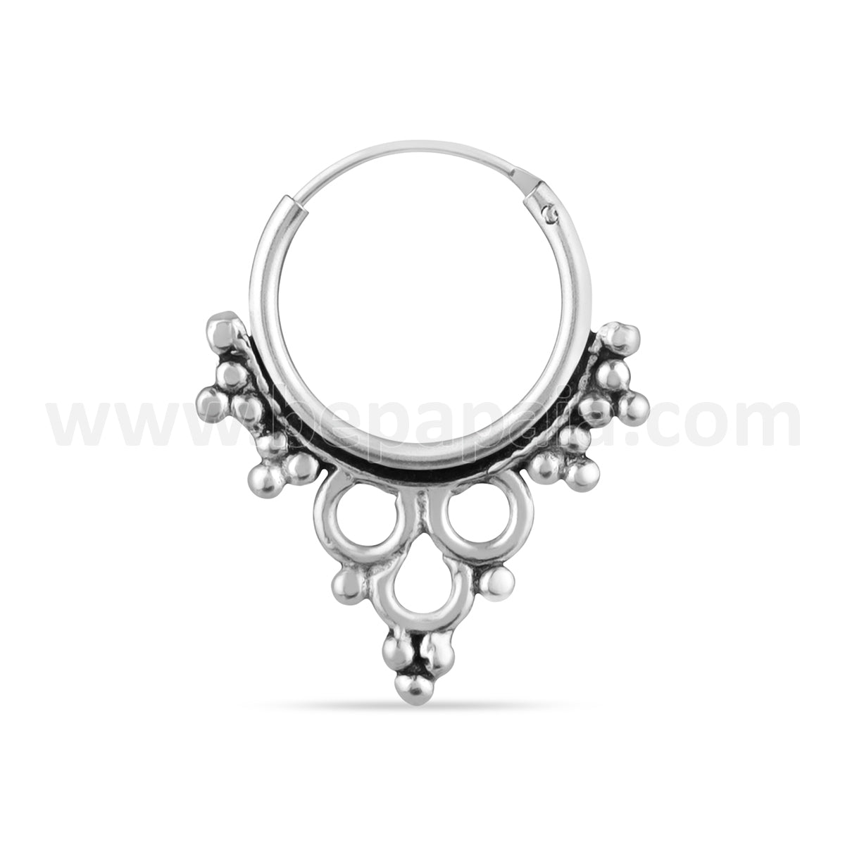 Silver nose stud with round zircon