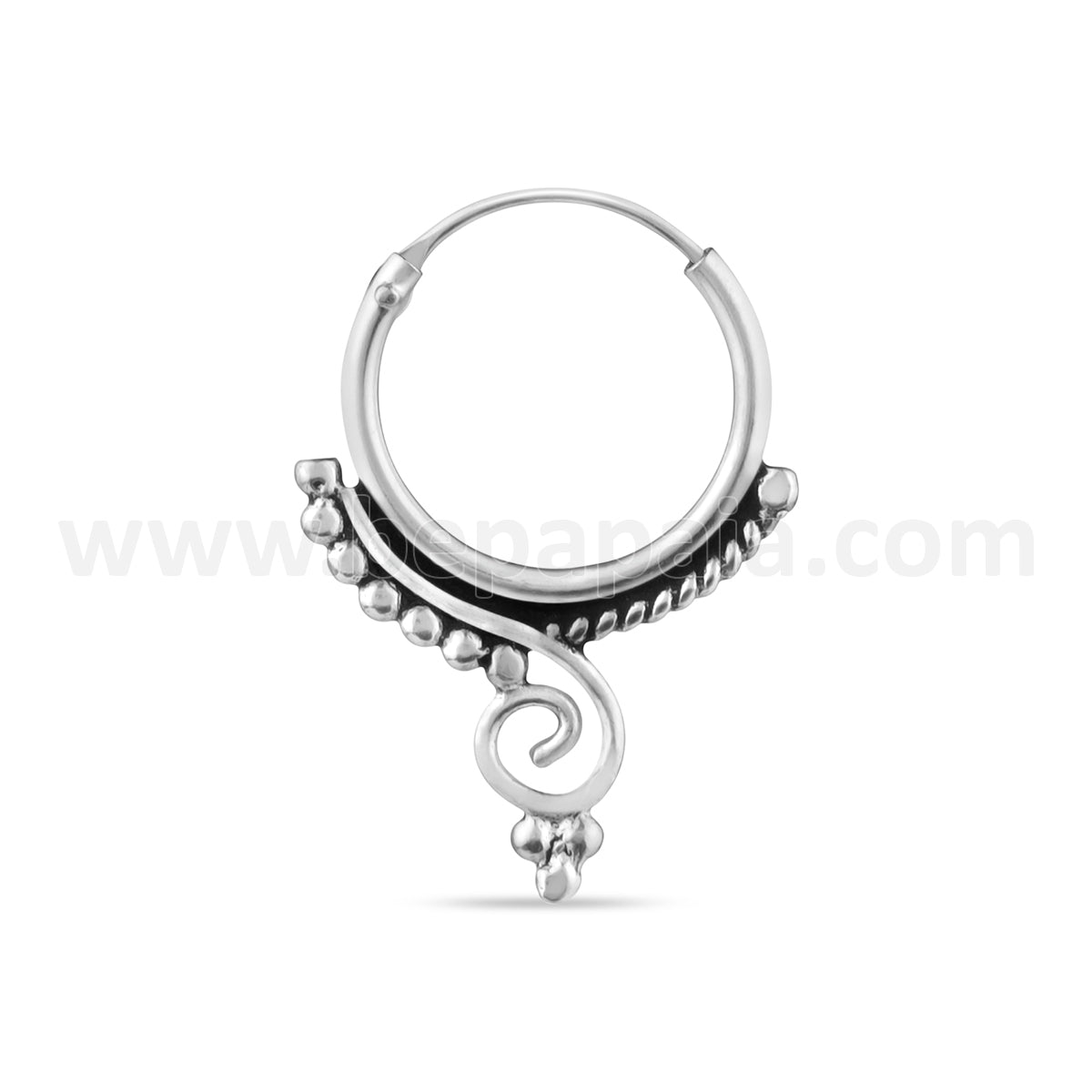 Silver nose stud with round zircon