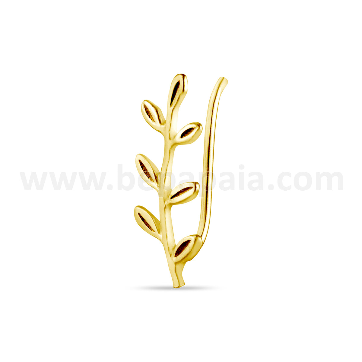 Gold plated silver ear pin Olive Leaf