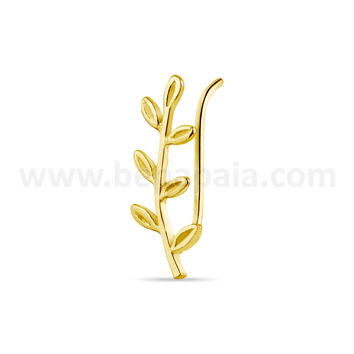 Gold plated silver ear pin Olive Leaf