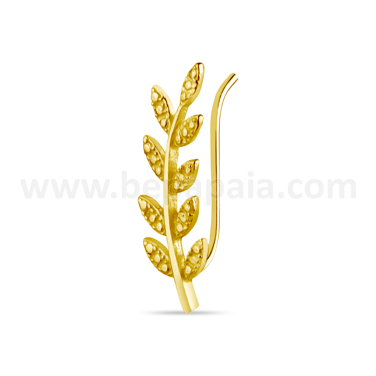 Ear pin de plata Rama de Olivo dorado