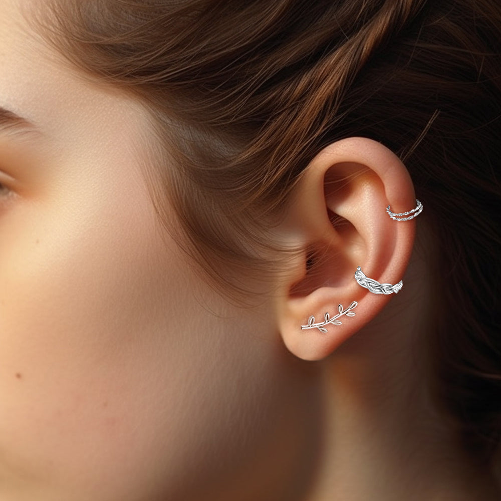 Manchette d'Oreille Bohème en argent tressé