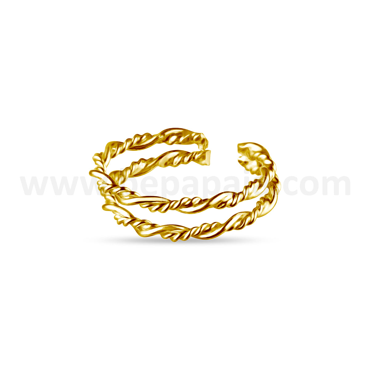 Ear cuff de plata trenzado Boho bañado en oro