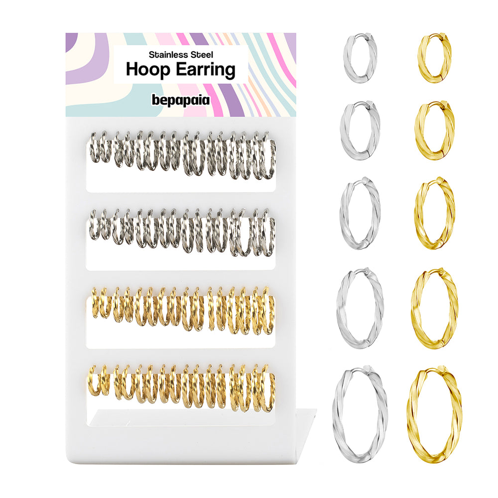 Twist steel hoop earring