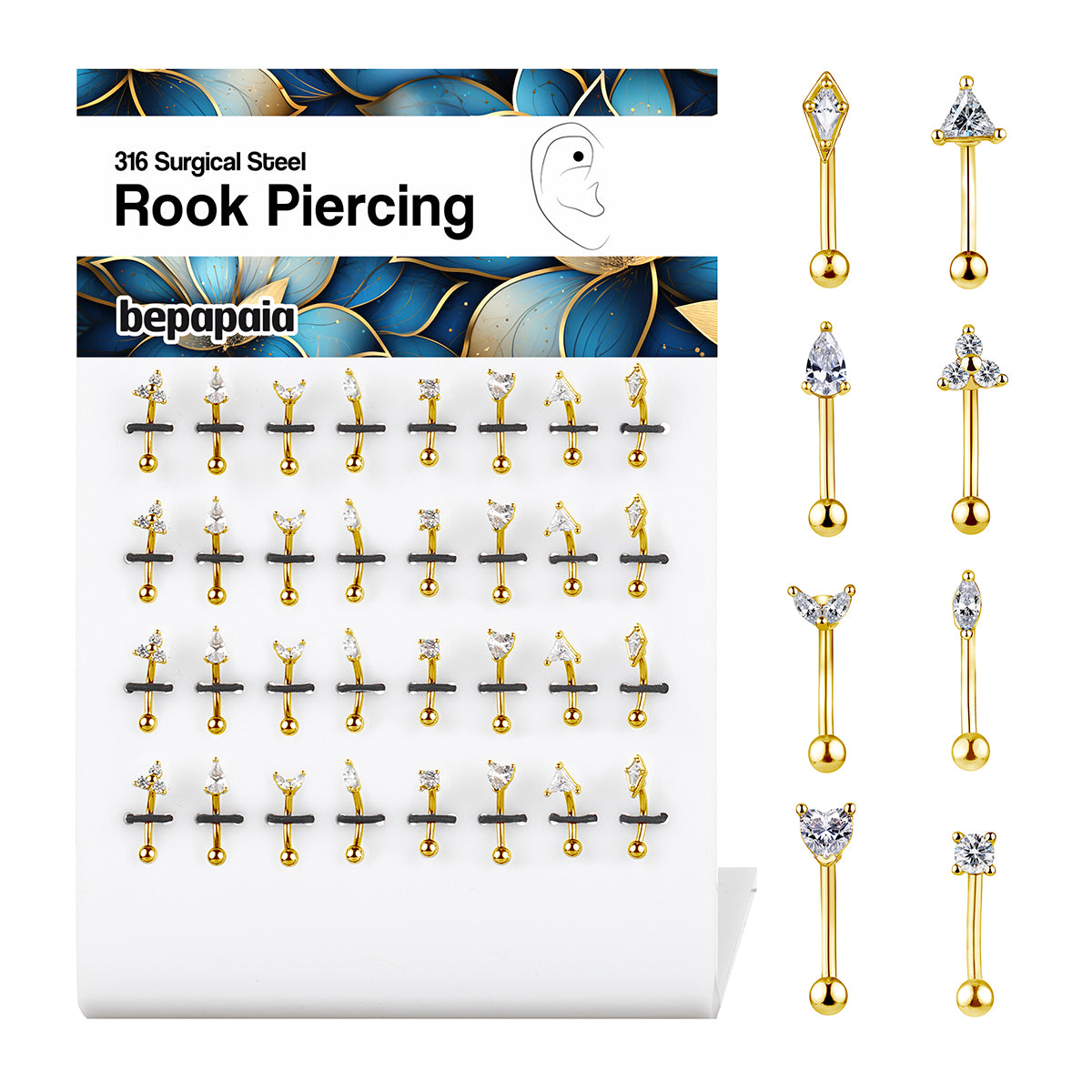 Gold-toned steel Rook Piercing Glam Gala
