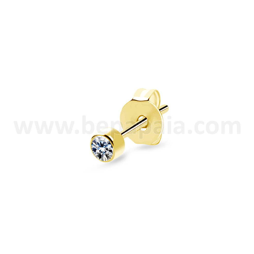 Steel ear stud Golden With ziron